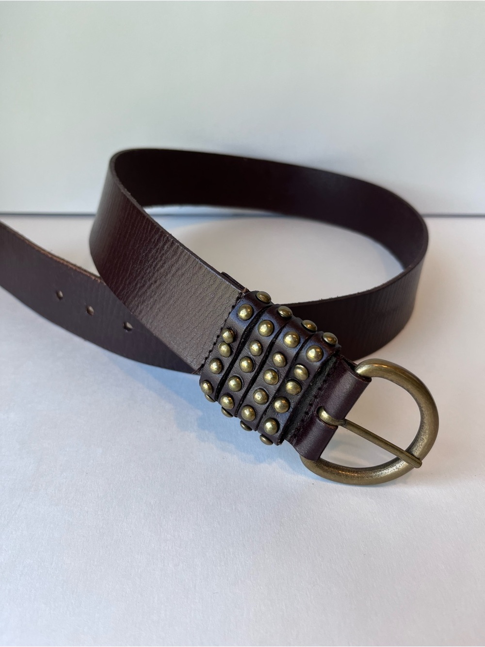 Brown Leather Studded Belt